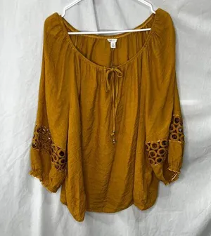 Cato Mustard Yellow Lightweight Blouse Shirt XL thumbnail 1