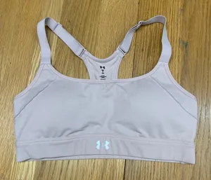 Under Armour Womens Small Pink HeatGear Racerback Adjustable‎ Strap Sports Bra thumbnail 1