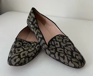 J. Crew women’s metallic leopard smoking slippers‎ loafers shoes size 10 thumbnail 1