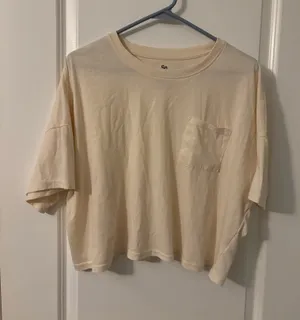 SO Oversized Boxy Pocket Soft Beige Tee, Sz L Tan Size L thumbnail 1