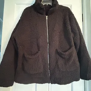 Cozy Black Sherpa Jacket Brown Size XL thumbnail 1