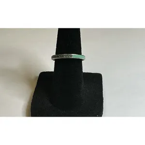 Pandora S925 ALE 48 Sterling Silver Green Enamel Ring Size 4.5 Stack Band thumbnail 8