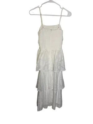 ✨ Lulus Grace and Beauty‎ White Burnout Floral Tiered Midi Dress XS ✨ thumbnail 5