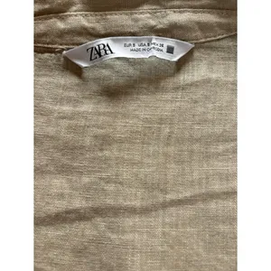 ZARA Linen Blouse Flared Bell Sleeves Button Up V Neck Beige Womens Small thumbnail 5