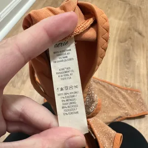 AERIE | Orange Metallic Shine Sparkle 90s High Waisted Cut Cheeky Bikini Set, XL thumbnail 9