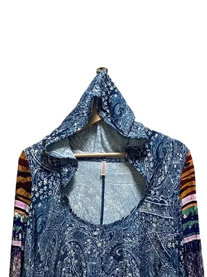 Free People FP Movement Soul Searcher Printed Hoodie Blue Size S Boho Hippie thumbnail 6