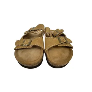 Greystone Ewan Slide Sandals Women 9.5 Brown Suede Whipstitch Buckle Boho Casual thumbnail 3