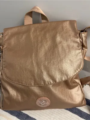 Kipling Dannie Metallic Small Backpack Gold Charm Metallic Convertible Bag thumbnail 4