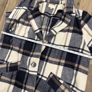 Melloday Blue Plaid Wool Blend Open Front Notch Lapel Coat XL NWOT thumbnail 5