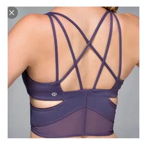 Lululemon Exquisite Strappy Cut-Out Long Bra Nightfall Plum Mesh Size 2 Cut Outs thumbnail 2