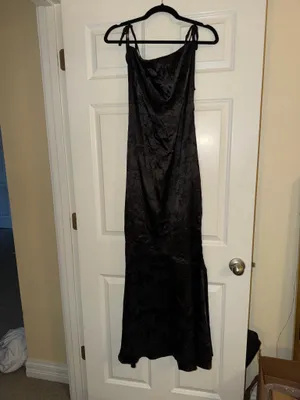 Floral Black Satin Dress thumbnail 3