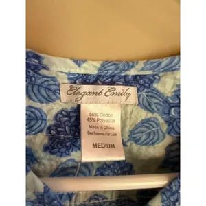 Elegant Emily Blue White Floral Hydrangea Snap Front Nightgown House Dress‎ M thumbnail 2