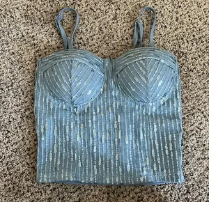 Sequin Corset Top Blue Size M thumbnail 1