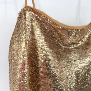 Free People Time To‎ Shine Mini Homecoming Dress Womens S Gold Sequin Party Y2K thumbnail 6