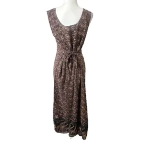 Vintage Looking Good Maxi Dress Safari Giraffe Elephant Asymmetric Tie Back 1X‎ thumbnail 7