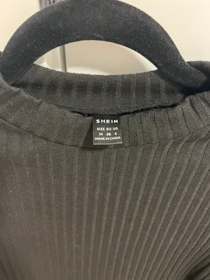 SheIn New black crop ribbed long sleeve shirt thumbnail 2