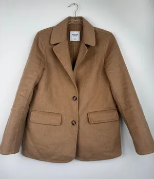Abercrombie & Fitch Camel Heavy-weight Wool Blend Blazer Coat Size Medium NWT thumbnail 1