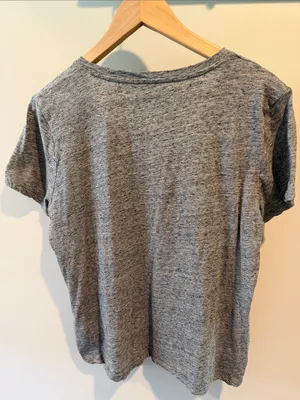 Madewell Large Whisper Cotton Heathered Gray V-Neck Short Sleeve Tee thumbnail 7