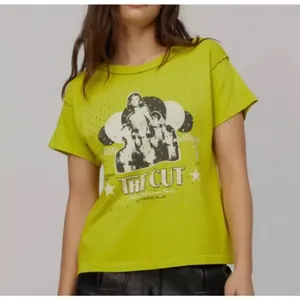 Daydreamer Small The Cut Rhinestone Graphic Tee Green Cotton NWT thumbnail 2
