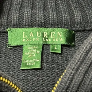 Lauren Ralph Lauren Vintage Size L Navy Blue Cotton Knit Sweater Zip Up Cardigan thumbnail 9
