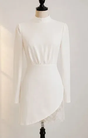 I Saw It First White Satin Lace Open Back Bodycon Mini Dress NWT Size 6 thumbnail 1