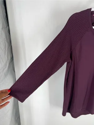 DB Sunday Purple Mixed‎ Knit V-Neck 3/4 Sleeve Top Size M thumbnail 3