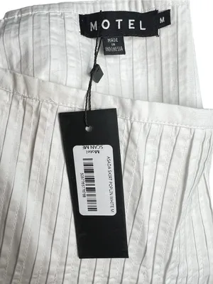 Motel Rocks Asada Pleated Waist Midi Skirt In Poplin White Size Medium NWT thumbnail 9