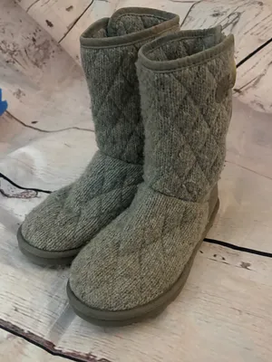 Women’s UGG Knit Button Accent Winter Boot - Gray 7 thumbnail 6