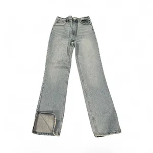Abercrombie & Fitch 90’s Straight Leg Ultra High Rise Light Blue Jeans Side Vent thumbnail 3