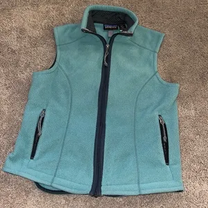 Patagonia fleece vest green blue teal gray small thumbnail 1