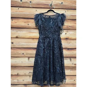 NW0T MAC DUGGAL 20400 Black Feather Shoulder Embellished Dress Size 8 thumbnail 12
