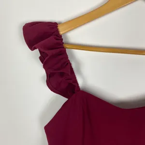 Wake Up Ruffle Romper Maroon Size Small thumbnail 3