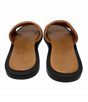 Free People Wren Leather Slide Sandals Tan Square Toe Size 7 thumbnail 10