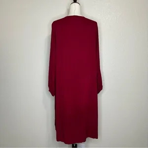 Dabenti Embroidered Sequins Burgundy Long Sleeves Midi Dress, Size XL thumbnail 7