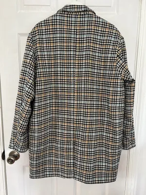 A New Day Houndstooth Plaid Coat L Double Breasted Preppy Academia Chic Blazer thumbnail 3