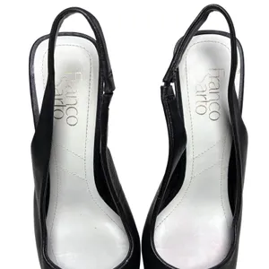 Franco Sarto Marcy Black Leather Slingback Pointed Toe Flare Heel Pumps 7M thumbnail 6