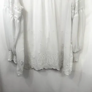 Torrid Plus Size 1X Top Chiffon Ruffle White Eyelet‎ Embroidered Bishop 1289 thumbnail 11