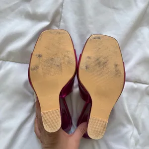 Vintage 90s Madrag Pink Architectural Wedge Sandals Sculpted Heel Mules Fuchsia thumbnail 10