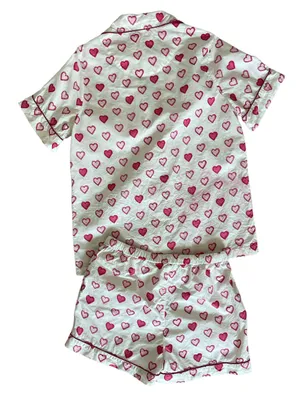 Print Fresh Organic Cotton Shorts And Top Heart Print Pajama Set Size XS thumbnail 2