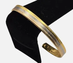 Two toned‎ magnetic healing bracelet 24k gold plated thumbnail 1