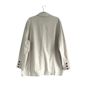Free People Simply Perfect Linen Blazer Natural Tan Medium Oversized Jacket M thumbnail 4