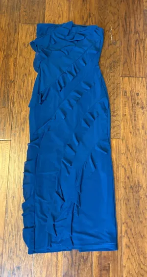 Amazon Blue ruffle Midi dress thumbnail 1