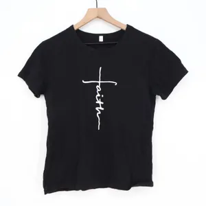 Unbranded T-Shirt Womens M Faith Cross Graphic Black Short Sleeve Good thumbnail 1