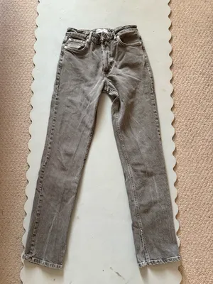 Zara Washed Taupe High-Rise Jeans thumbnail 1
