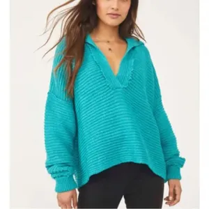 Free People Marlie Ribbed Pullover Sweater‎ in Mar Chiquita xs thumbnail 12