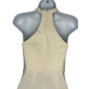 4SI3NNA Midi Dress‎ Womens S Cream Choker Neck Strapless Sweetheart Bodycon Slit thumbnail 5