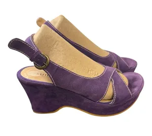 Sundance Purple Suede Slingback Wedge Sandals size 36 thumbnail 1