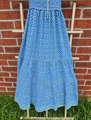 Max Studio — Blue Floral Tiered Maxi Dress - Sleeveless V-Neck M thumbnail 8