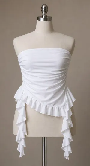 Thirty Thirty Y2K Strapless Asymmetrical Top Womens S White Fairy Festival Rave thumbnail 1