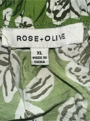 ROSE + OLIVE Green Floral Puff Sleeve Blouse - Size XL thumbnail 7